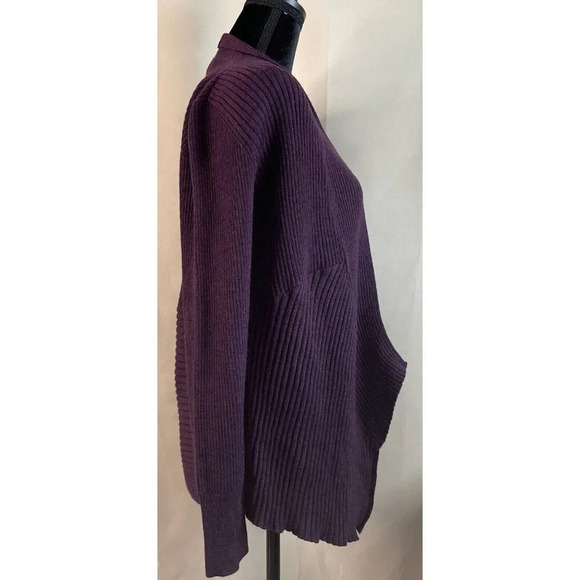 Eileen Fisher Purple Open Front Waterfall Merino Wool‎ Cardigan Sweater Size XS - Picture 3 of 7